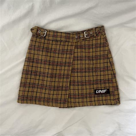 UNIF Yellow And Red Tartan Plaid Kilt Style Mini Depop