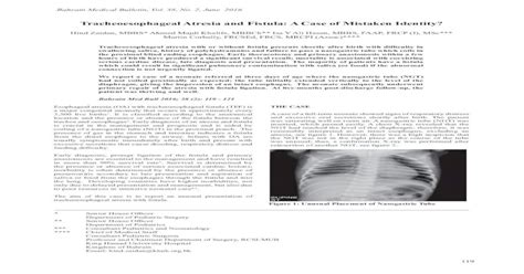 Tracheoesophageal Atresia And Fistula A Case Of Mistaken