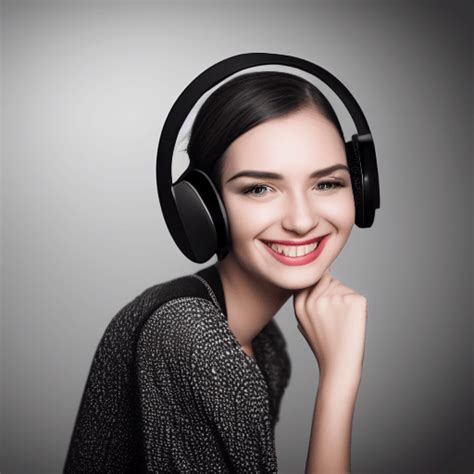 Gorgeous Young Woman Wearing Huge Black Vintage Coconut Stereo