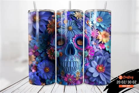 D Florals Sugar Skull Tumbler Wrap