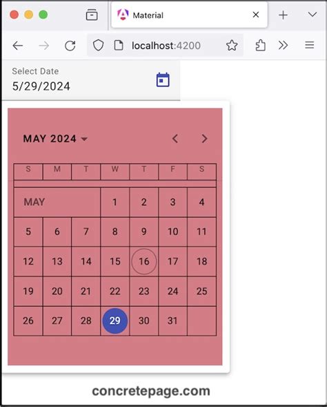 Angular Material Datepicker Style Concretepage