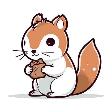 Premium Vector Squirrel With A Nut Vector Illustration On A White