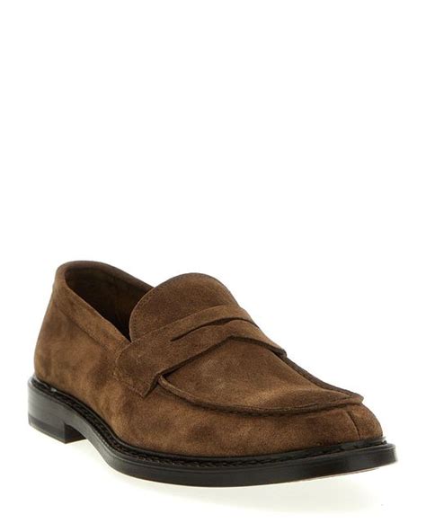 Doucals Suede Loafers Brown For Men Lyst