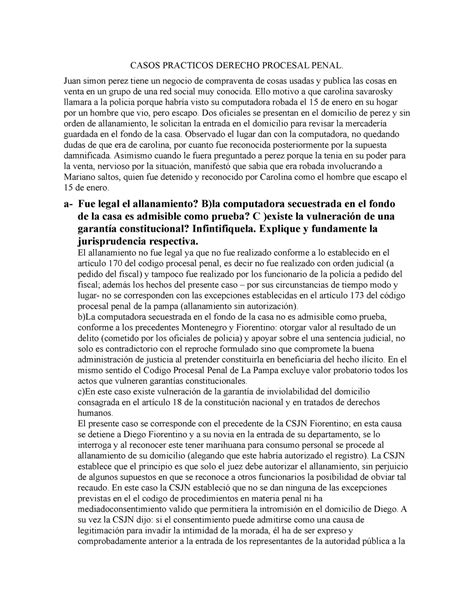 Casos Practicos Derecho Procesal Penal Casos Practicos Derecho Procesal Penal Juan Simon