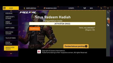 Code Redeem Free Fire Untuk Mendapatkan Token Sg Bunny YouTube