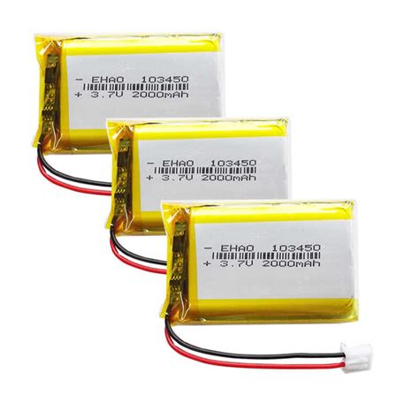 3 PCS 3 7V 2000mAh Lipo Polymer Lithium Rechargeable Battery 103450