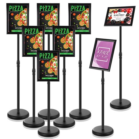 Leifide 8 Pack Adjustable Heavy Duty Pedestal Sign Holder Floor Stand 8