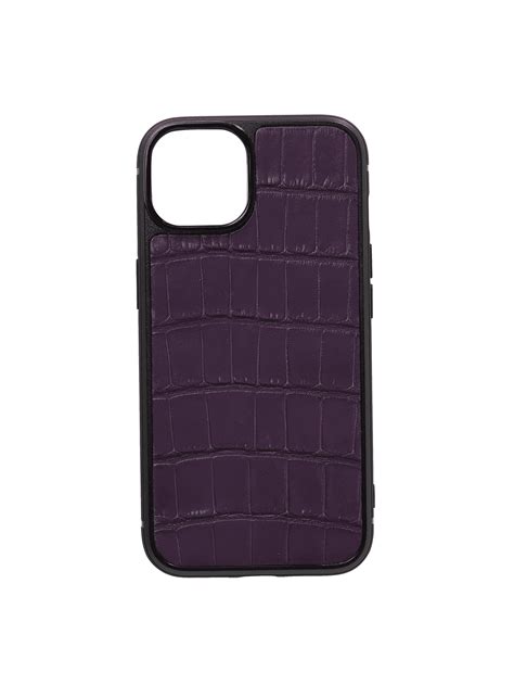 Iphone 14 Case Dark Purple Shiny Alligator Maison Jean Rousseau