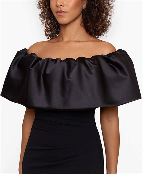 Betsy And Adam Womens Off The Shoulder Ruffle Gown Macys