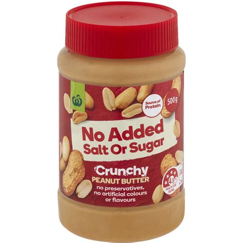 Woolworths Crunchy Peanut Butter No Added Salt Or Sugar 500g Woolworths