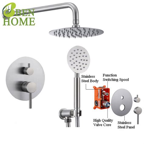 Stainless Steel Brushed Color Hot And Cold Water Bath Shower Set Rain Shower Sets China