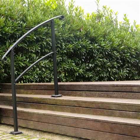 SPACEEUP Outdoor Stair Arch Handrial 1 3 Steps Wrought Iron Railing