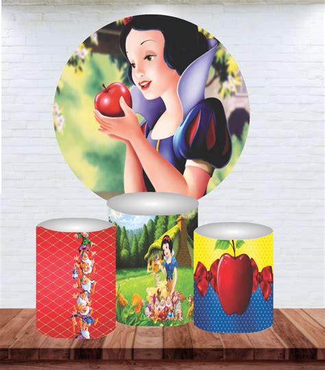 Painel Em Lona Redondo Branca De Neve Cute Capa Cilindro Mercado Livre