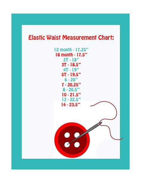 Signature Creations Elastic Waist Measurement Chart