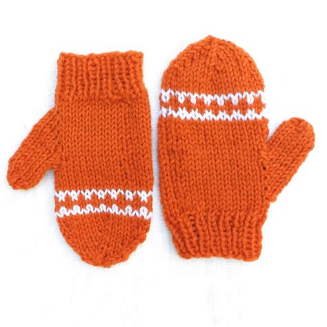 Orange Striped Toddler Mittens | AllFreeKnitting.com