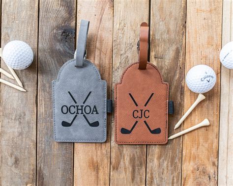 Personalized Engraved Golf Bag Tag With Tees Leather Golf Etsy