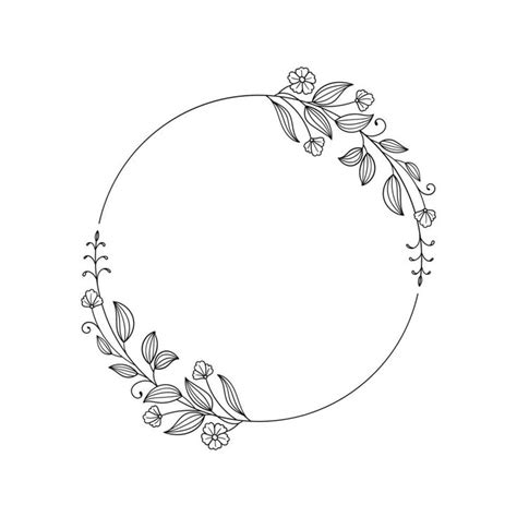 Hand Drawn Floral Wreath Circle Frame How To Draw Hands Circle