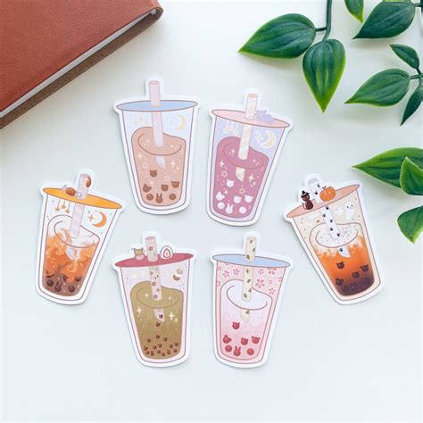 Cute Matcha Red Bean Sakura Boba Milk Tea Sticker Asian Etsy