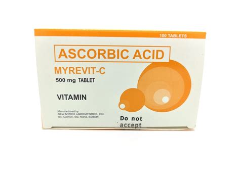 Ascorbic Acid MYREVIT C 500mg 100 Tablets FDA Approved Lazada PH