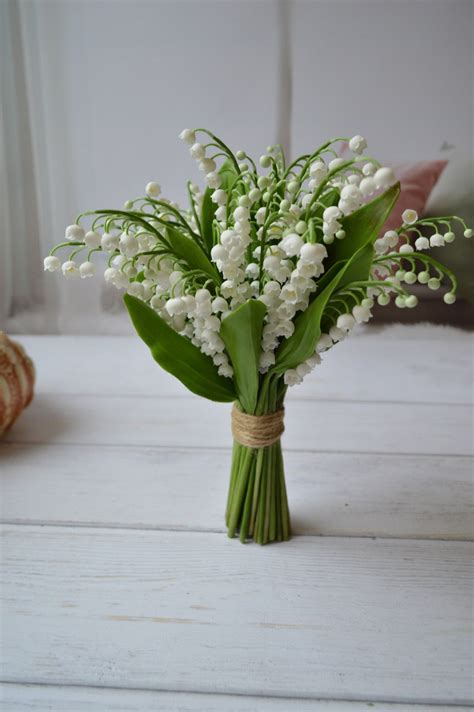 bouquet  lilies   valley etsy