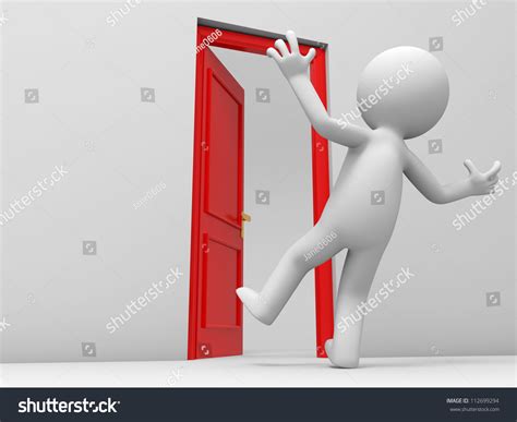 Door Surprised People Opened Door Stock Illustration 112699294