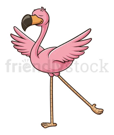 Dancing Flamingo Cartoon Clipart Vector Friendlystock