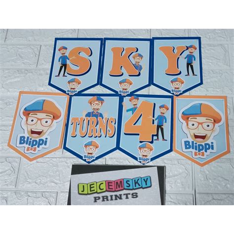 Personalized Blippi Birthday Banner Blippi Bunting Blippi