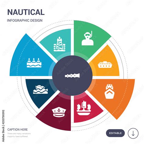 Set Of Simple Nautical Vector Icons Contains Such As Boat Telescope