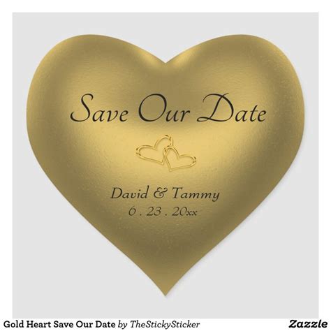 Gold Heart Save Our Date Heart Sticker Zazzle Save The Date