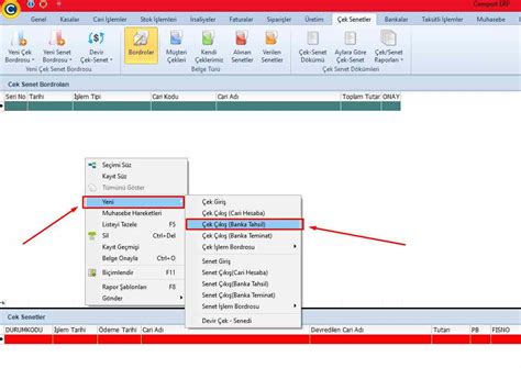 Banka Tahsil Ek K Comport Erp Ve N Muhasebe Program Kullan M