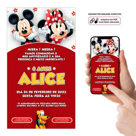 Convite Mickey E Minnie Digital Interativo Elo7