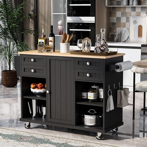 Amazon Kitchen Island Cart With Spice Rack Towel Rack Drawer