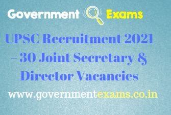 UPSC Joint Secretary and Director Recruitment 2021