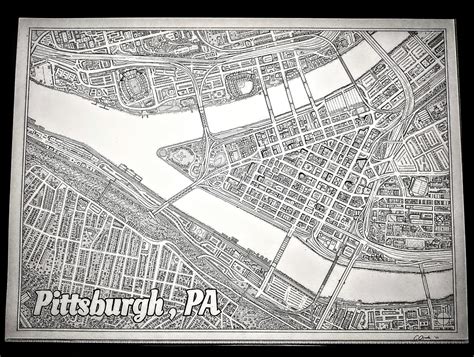 Ontario Based Artist Creates Hand Drawn Map Of Downtown Pittsburgh