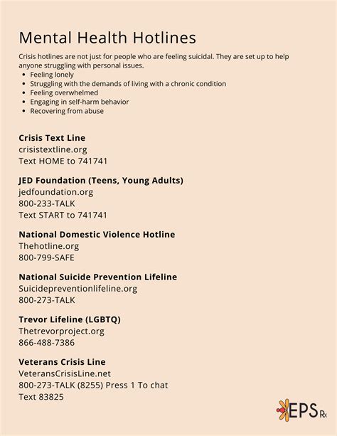 Mental Health Hotlines Epsrx