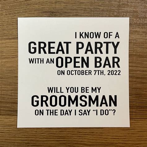 Groomsmen Proposal Card Groomsman Proposal Card Insert Groomsmen Gift