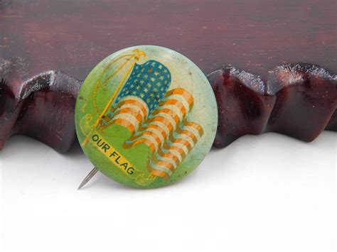 Antique Tin Litho Pin Pinback Button That Reads Our Etsy Buttons