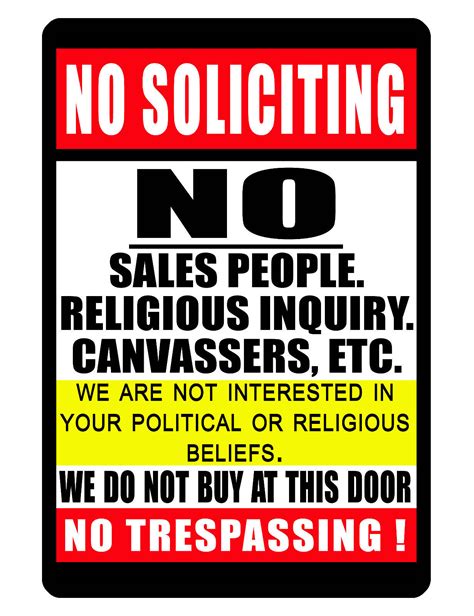 No Trespassing Sign Big 12x18 No Soliciting Sign Durable No Rust Aluminum D638 Ebay