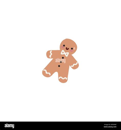 Funny Ginger Man Cartoon Sticker Gingerbread Doodle Xmas Clipart