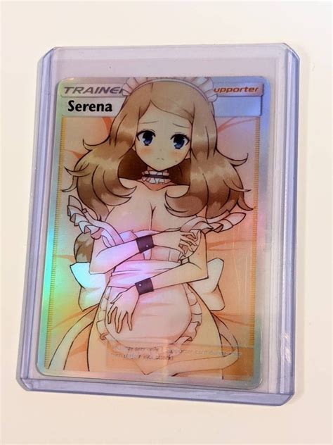 Full Art Holographic Pokemon Orica Custom Waifu Card Serena Etsy