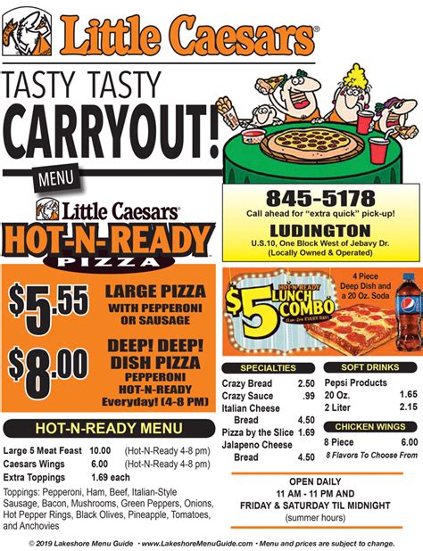 Lakeshore Menu Guide - Menu for Little Caesars Pizza in Ludington