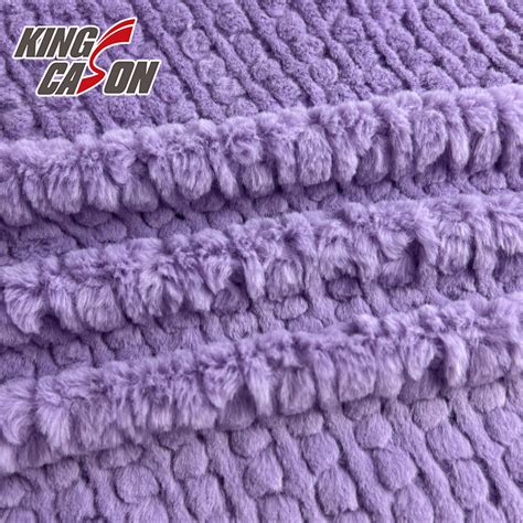 Kingcason Purple Jacquard Rabbit Faux Fur Fabric