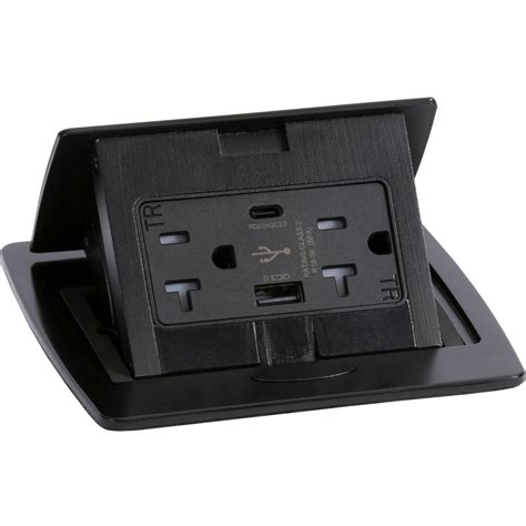 Pop Up Conference Table Box 2 Power Charging Usb A And C Ports Black