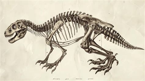 Premium Photo | Detailed drawing of a Tyrannosaurus Rex skeleton