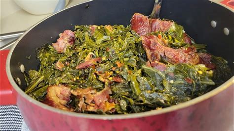 Collard Greens With Smoked Neck Bones Youtube