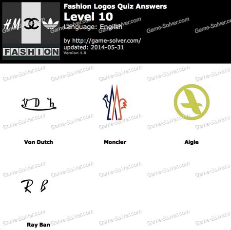 Fashion Logos Quiz Level 10 • Game Solver