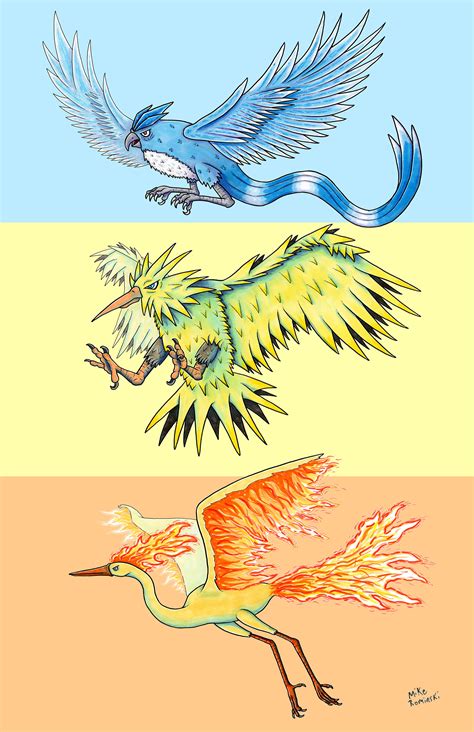 Pokemon Articuno Zapdos Moltres Inspired Legendary Birds Print Etsy