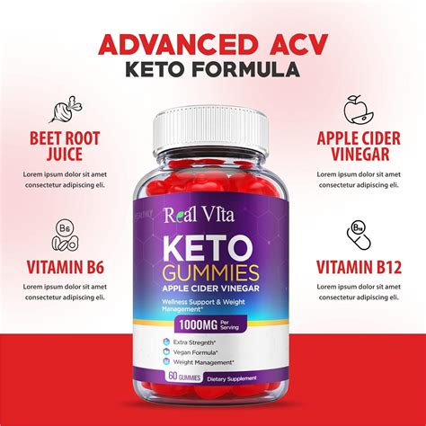 Real Vita Keto Gummies 3 Pack Apple Cider Vinegar Gummy For Weight