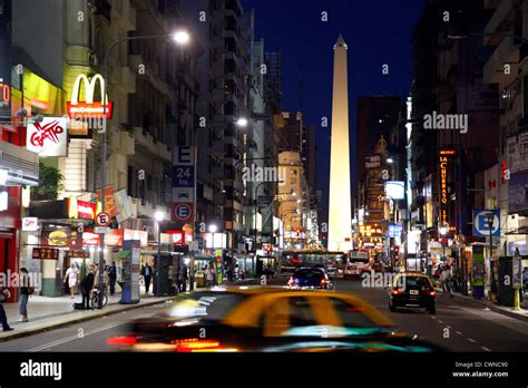 View Over Avenida Corrientes With The Obelisco In The Background