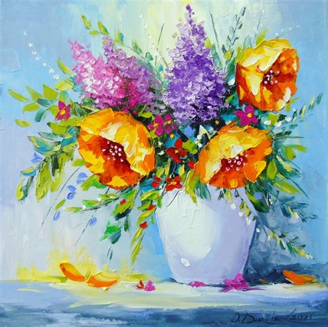 Bouquet Of Yellow Flowers In A Vase Olha Darchuk Paintings Prints